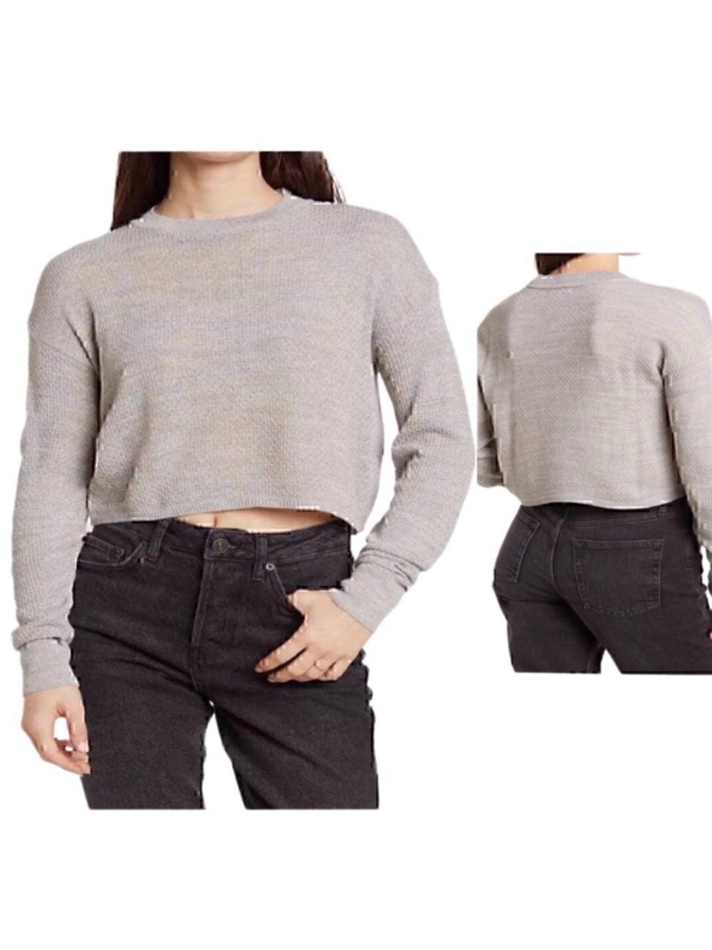 New Abound Nordstrom Gray Heather Crop Sweater Size 1X